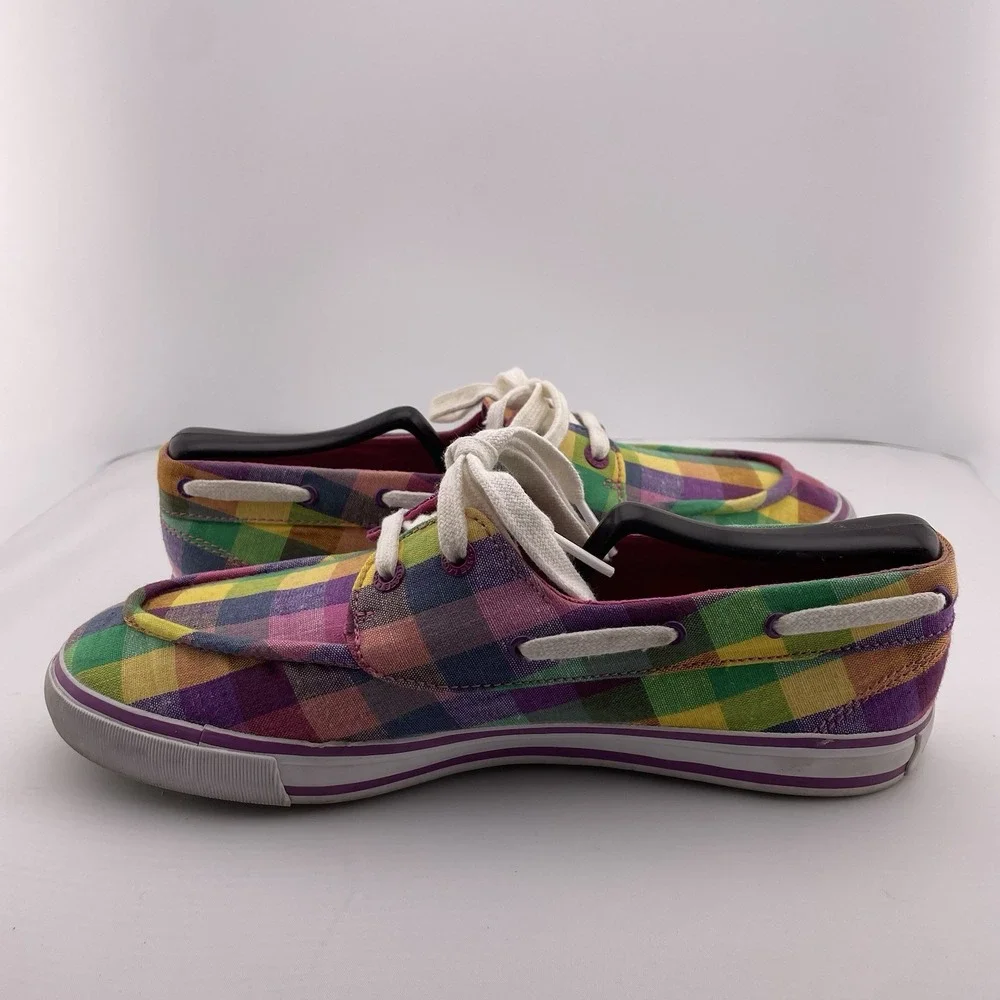 Lacoste Checkered Slip On Sneakers Shoes Plaid US Size 8 MSRP $150